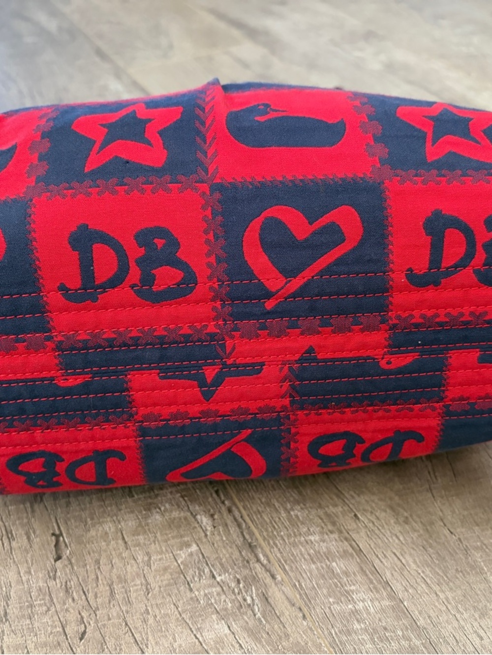 Dooney & Bourke Red and Navy Heart-Print  Signature Domed Zip Satchel - Picture 4 of 7